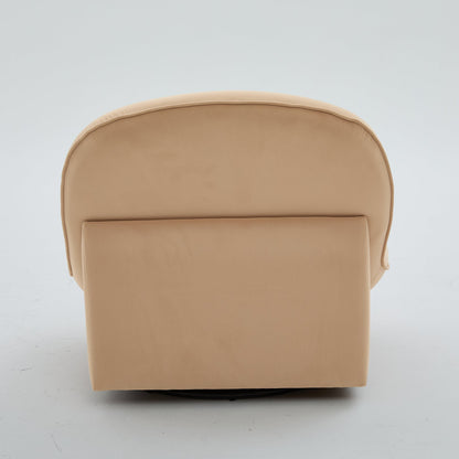 Swivel Accent Chair 360 Degree Khaki Pumpkin-Shape Foam Spring Metal Base