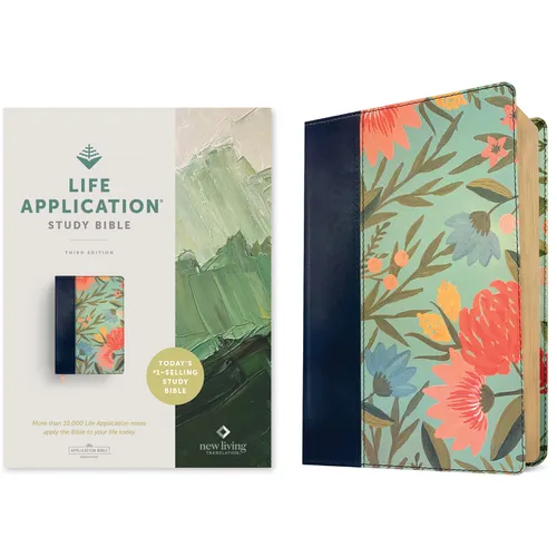 NLT Life Application Study Bible, Third Edition (Leatherlike, Teal Floral, Red Letter) - Imitation Leather