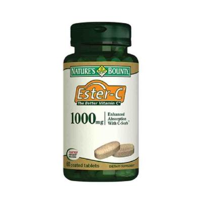 Natures Bounty Ester-C 1000 mg Vitamin C Supplement - 60 Tablets, Sugar-Free, Gluten-Free, Allergen-Friendly