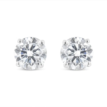 14K White Gold 2.00 Cttw Lab Grown Round Brilliant-Cut Diamond Classic 4-Prong Stud Earrings with Screw Backs (F-G color, VVS2-VS1 Clarity)
