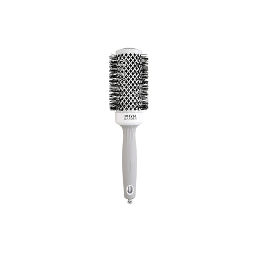 Olivia Garden Expert Blowout Shine Hair Brush - Professional Detangling & Styling Brush for Smooth Blowouts - White & Grey 45
