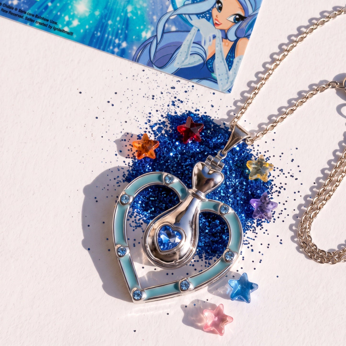 Creative Colorful Quicksand Bottle Zircon-Inlaid Necklace