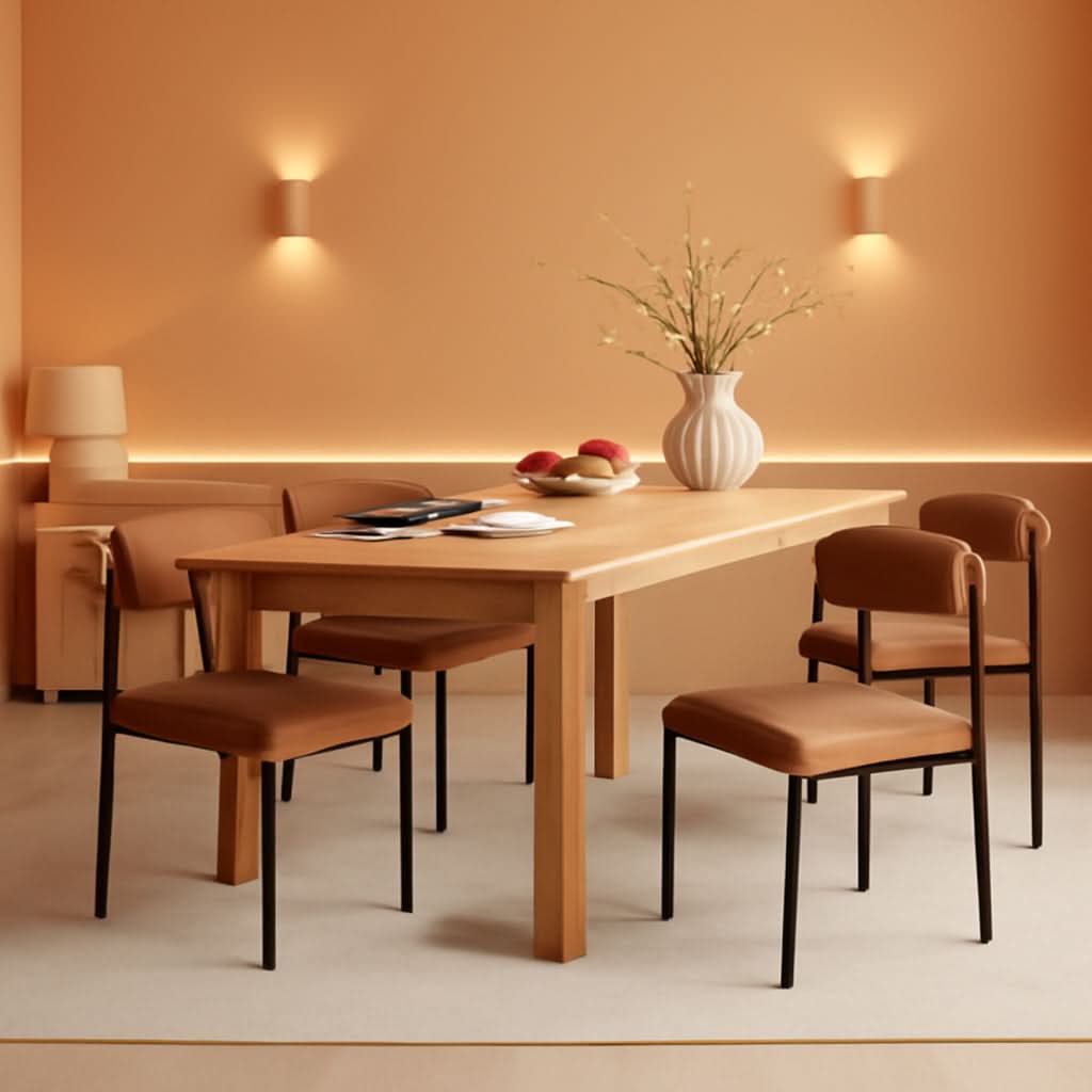 Brown Faux Leather Armless Upholstered Dining Chairs