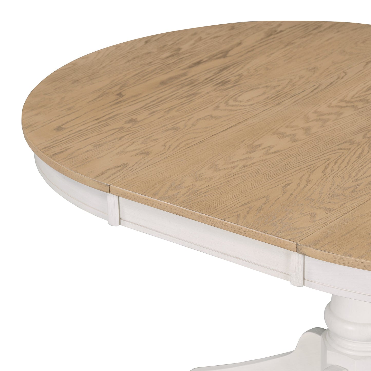 5-Piece Retro Functional Dining Table Set Wood Round Extendable Dining Table