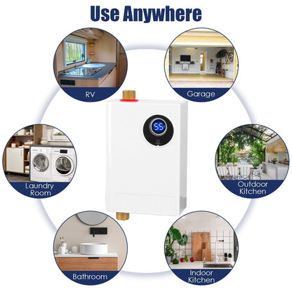 3000W Tankless Water Heater with Digital Display for Kitchen & Bathroom