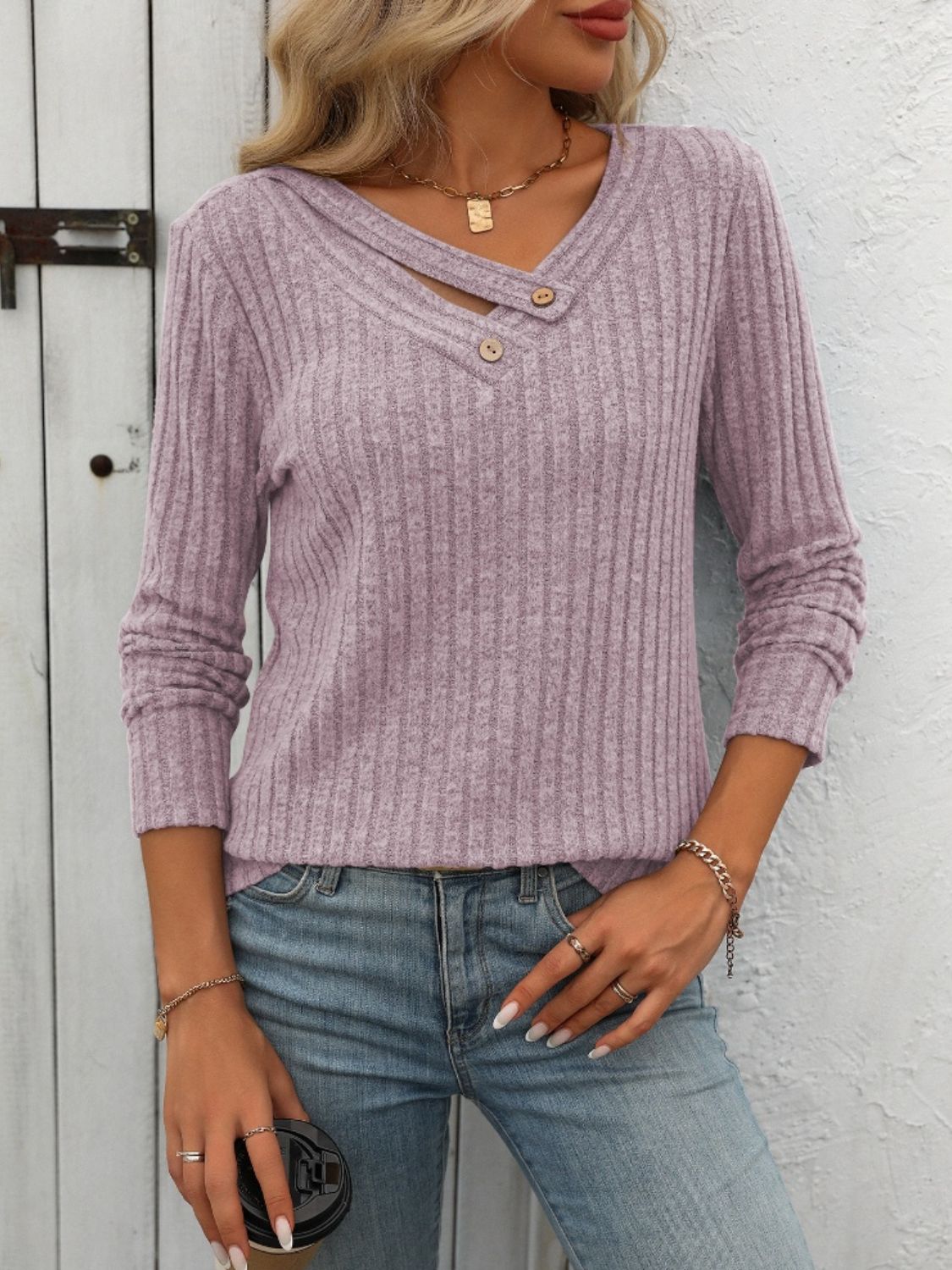 Back to School Ribbed V-Neck Tee