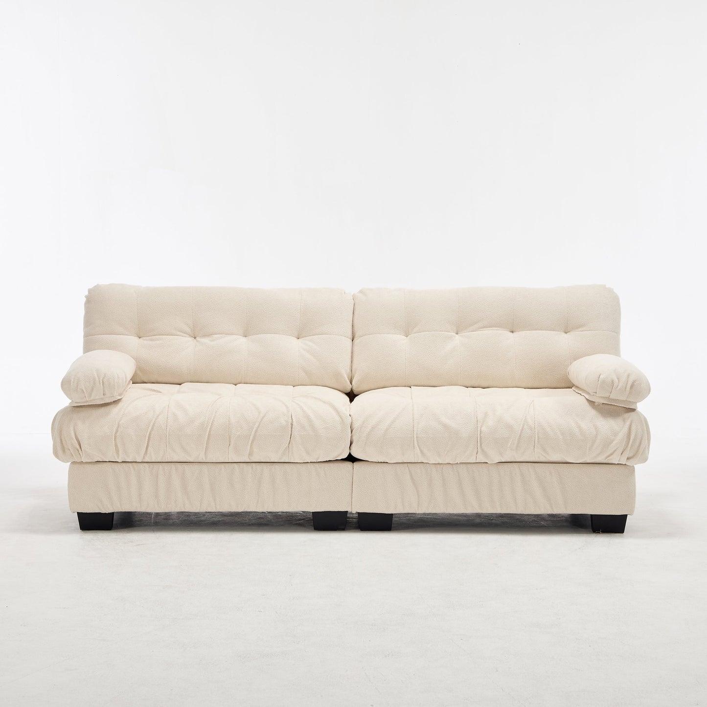 Sectional Sofa Cloud Modular Flannelette Beige 2 Seat 88 In 4 Pillows