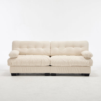 Sectional Sofa Cloud Modular Flannelette Beige 2 Seat 88 In 4 Pillows