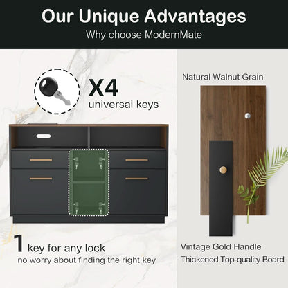 Black Walnut Professional Four Drawer File Cabinet