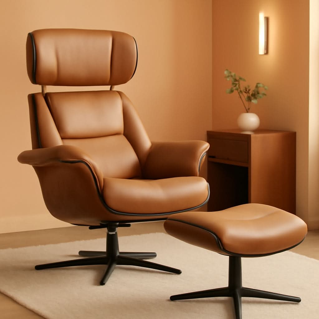 Saddle Leather Adjustable Headrest Reclining Chair