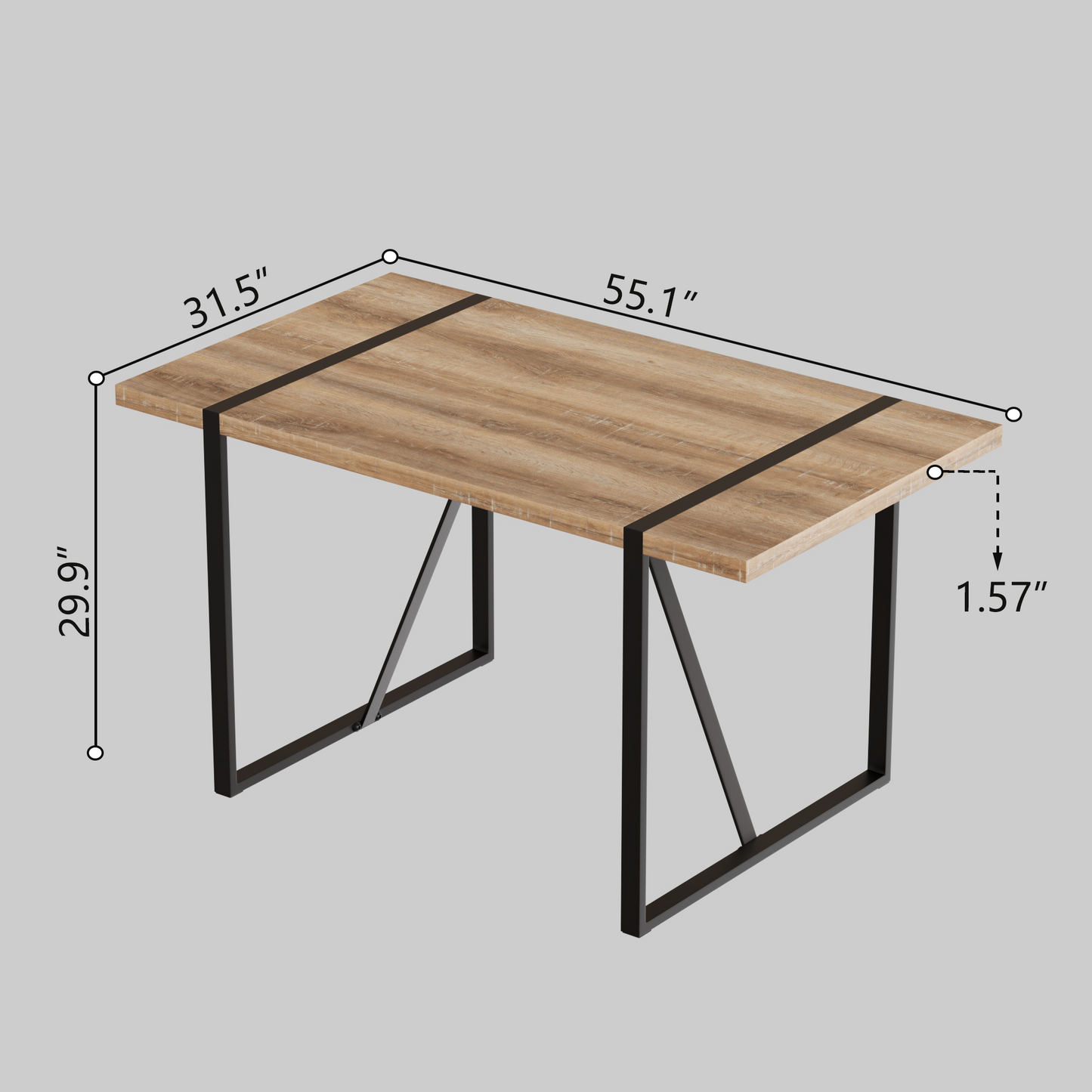 55 ' dining table modern rural industrial rectangular MDF wood set and PU