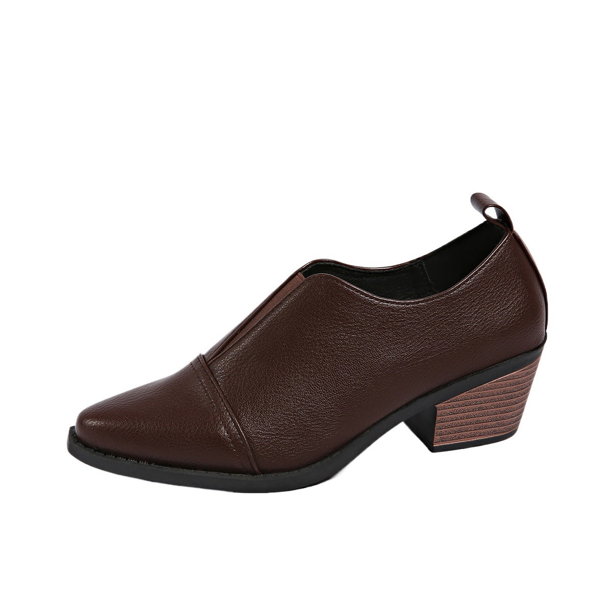New Spring And Autumn Pointed-toe Chunky-heel Casual Low-top Shoes