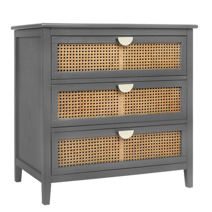 3-Drawer Cabinet - Natural Rattan - Suitable for Bedroom, Living Room, or Study