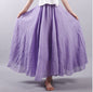 Mori Girl Art Plus Size Cotton And Linen Skirt Elastic Waist Linen A-line Skirt