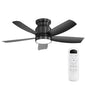 42" Flush Mount Ceiling Fan with LED Light & Remote – Dimmable 3CCT, Reversible DC Motor | Black, Gold & Black+Gold