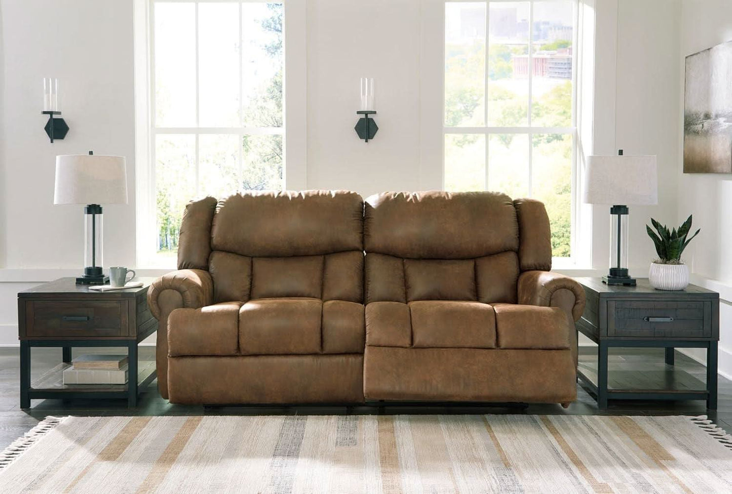 Boothbay Faux Leather 2 Seat Reclining Sofa Dark Brown