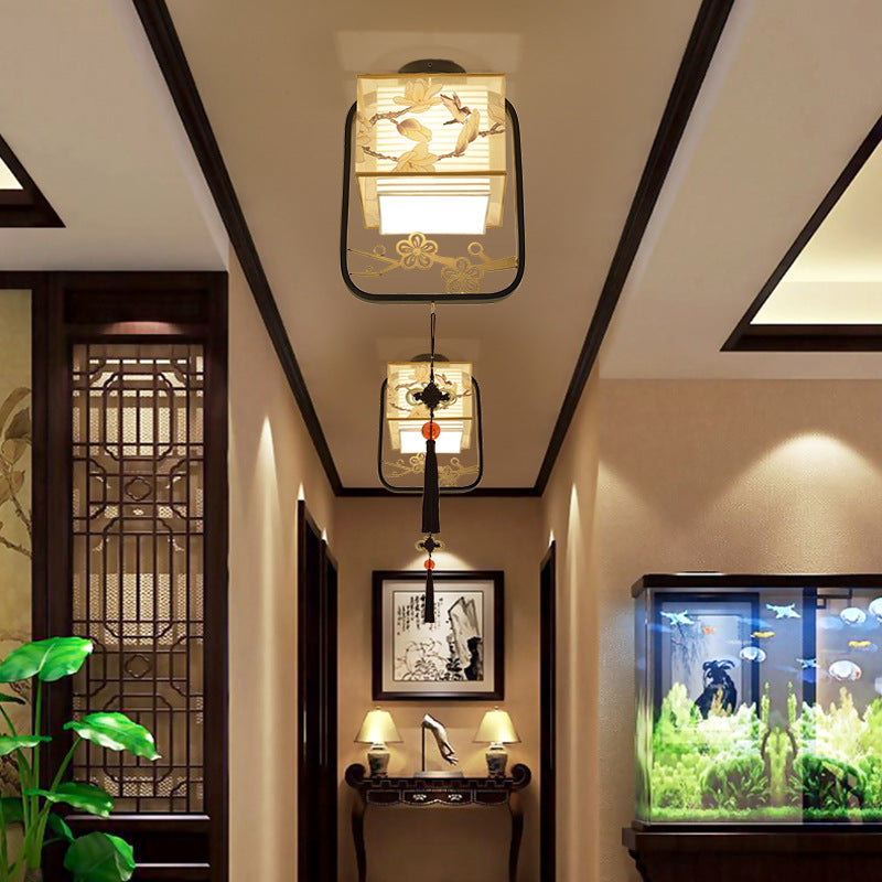 Chinese Flower-and-Bird Chandelier with Single Head