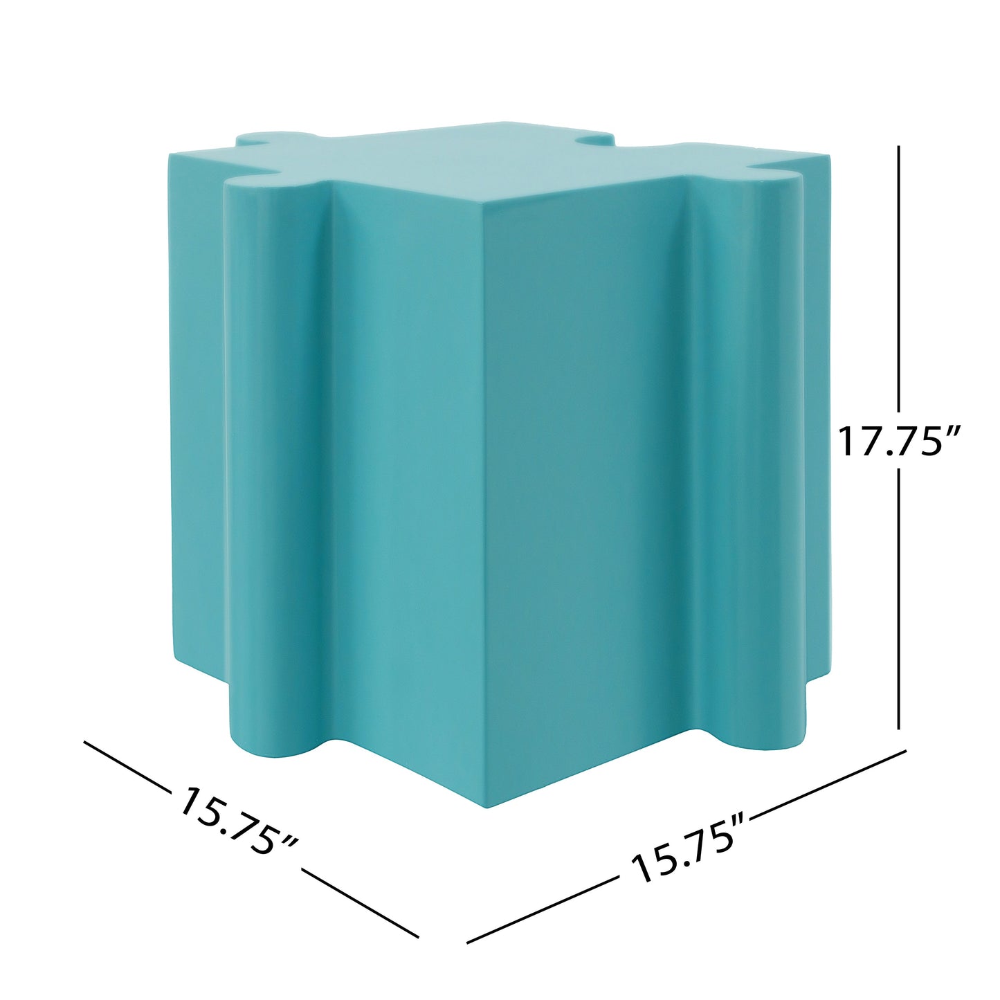 Puzzle Art Side Table Modular Convex Edge MGO Table Indoor and Outdoor Light Blue