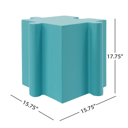 Puzzle Art Side Table Modular Convex Edge MGO Table Indoor and Outdoor Light Blue