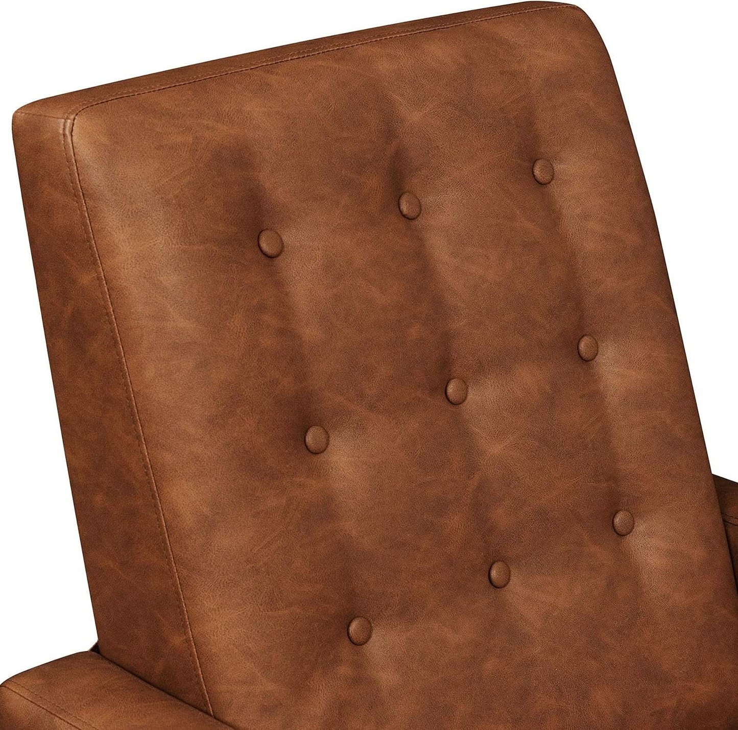 Brown Faux Leather Recliner Sofa Adjustable Back Footrest