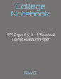 College Notebook: 100 Pages 8.5" X 11" Notebook College Ruled Line Paper - Paperback