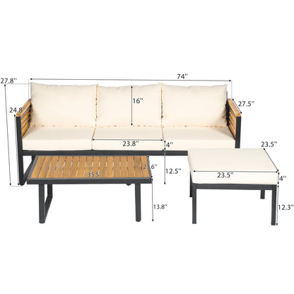 Outdoor Sofa Set 5 Piece Acacia Wood Steel Modern