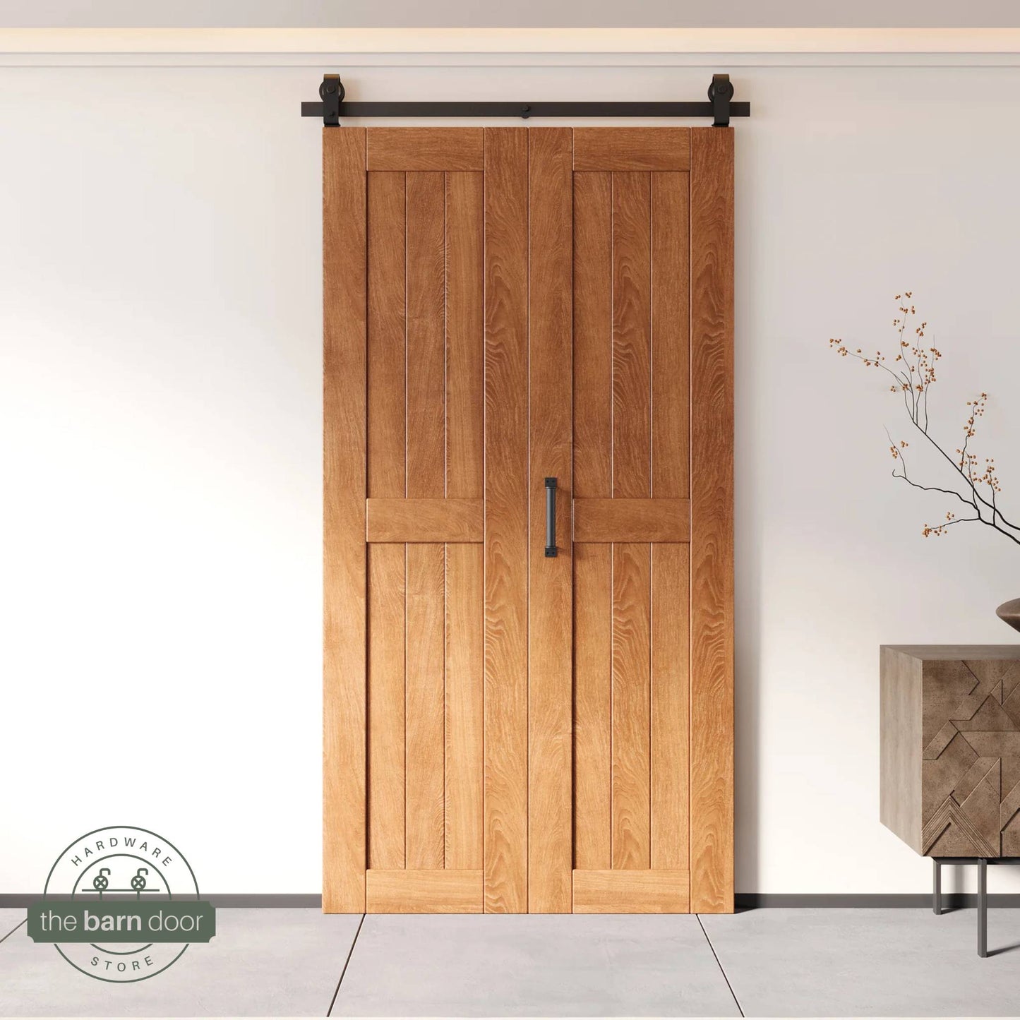 2-Door Bifold Barn Door Kit | Black Hardware