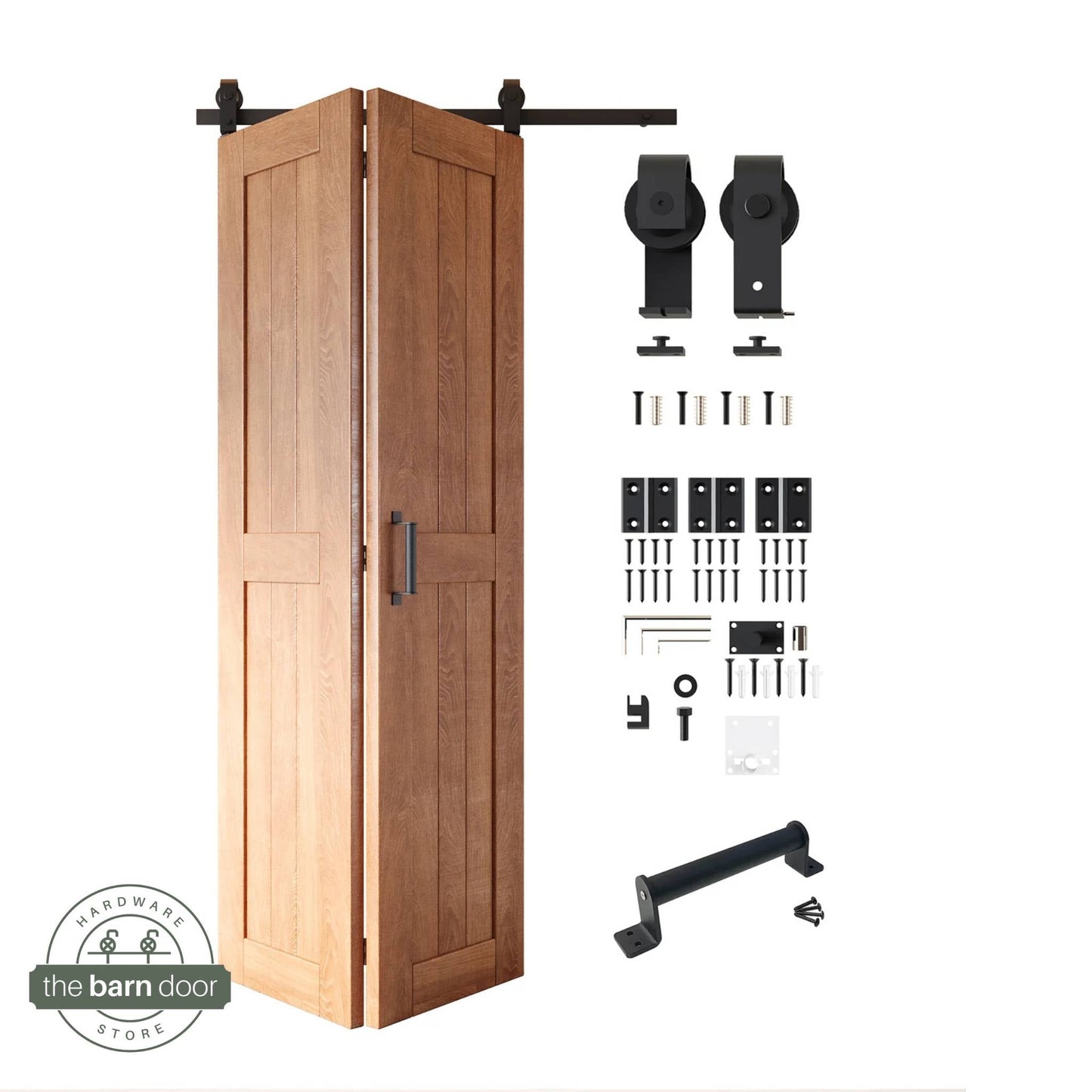2-Door Bifold Barn Door Kit | Black Hardware