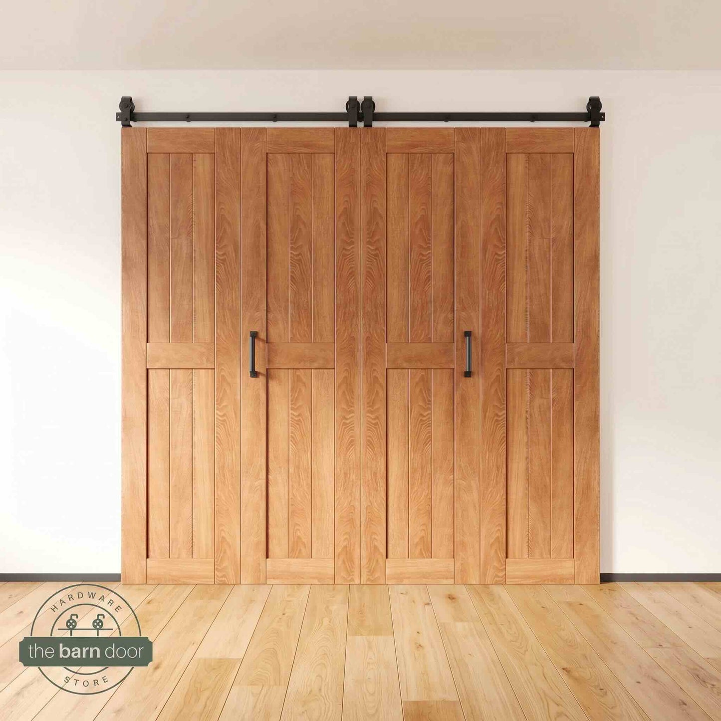 4-Door Bifold Barn Door Kit | Black Hardware