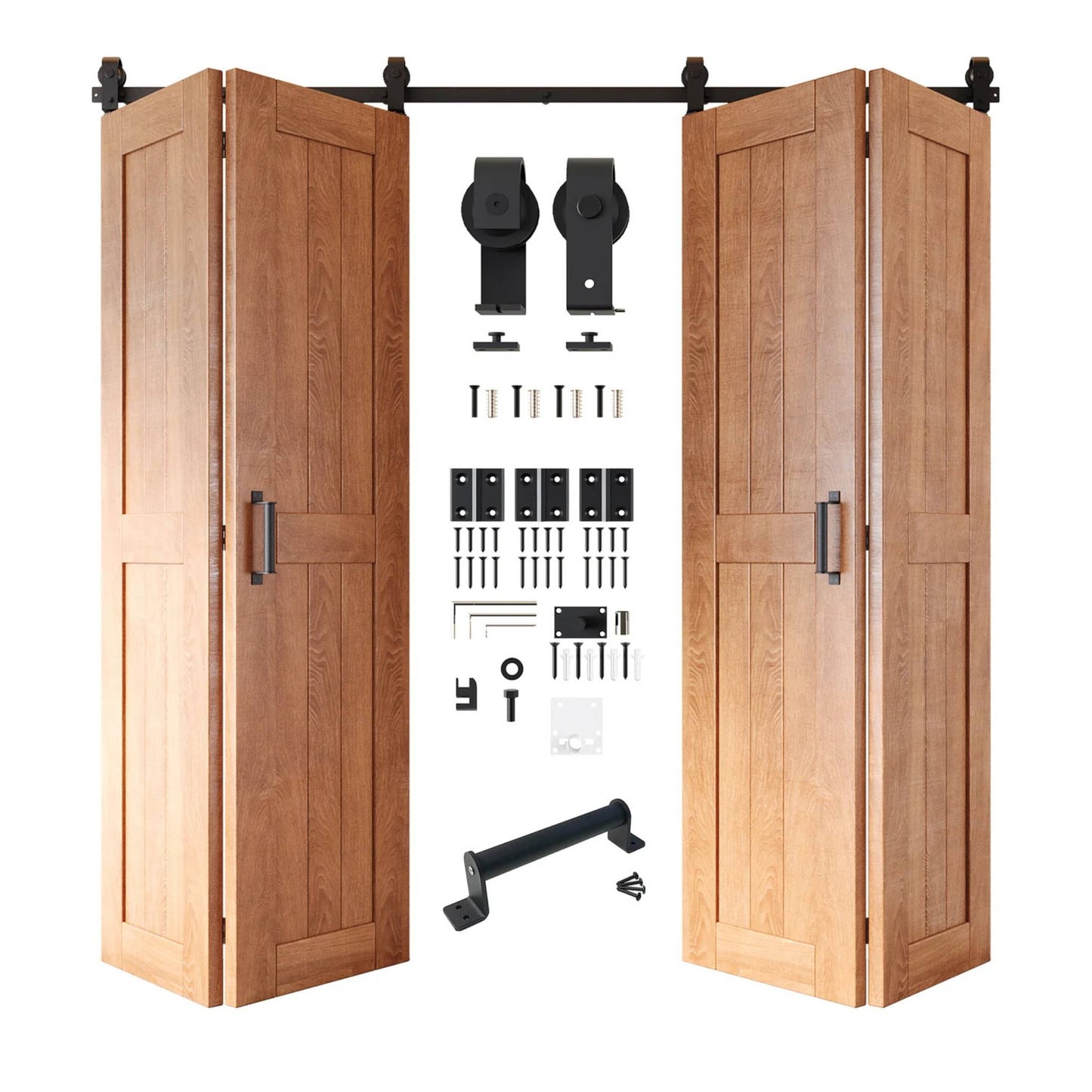 4-Door Bifold Barn Door Kit | Black Hardware