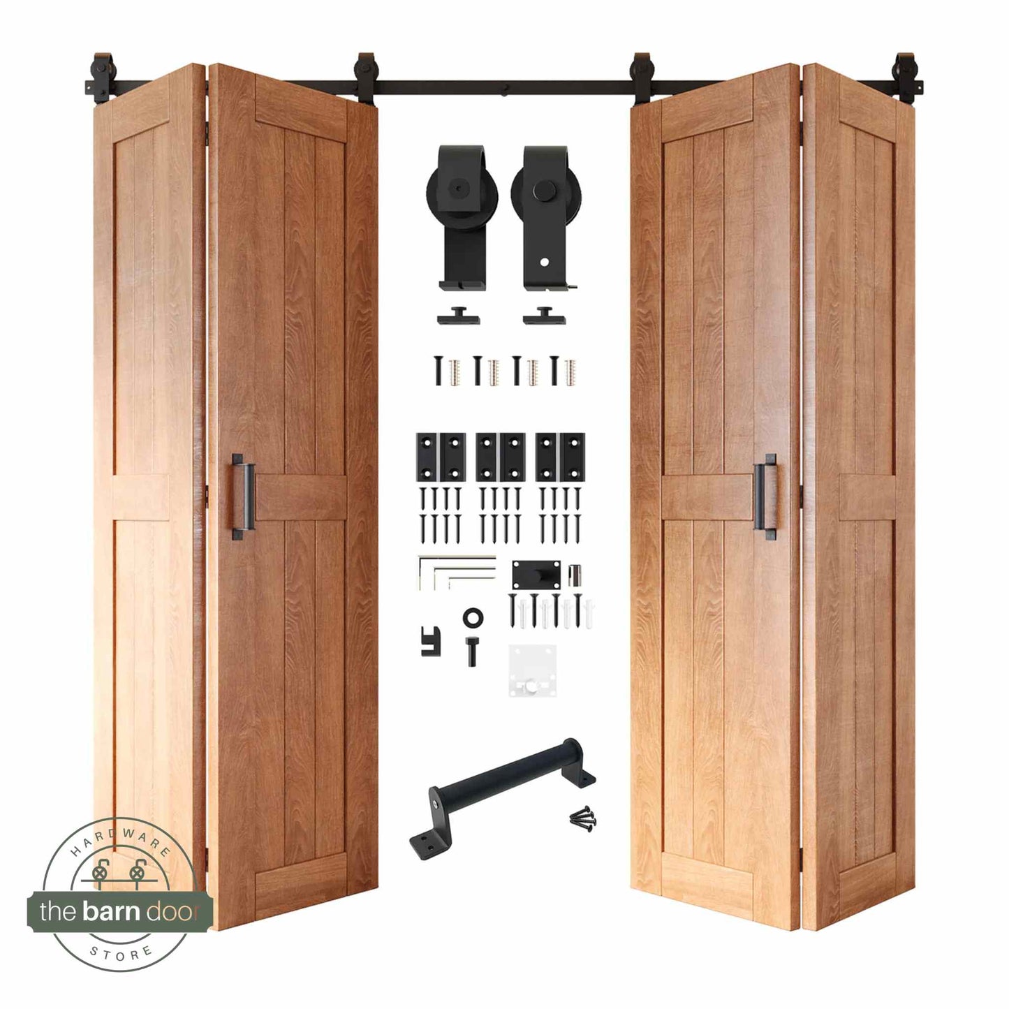 4-Door Bifold Barn Door Kit | Black Hardware