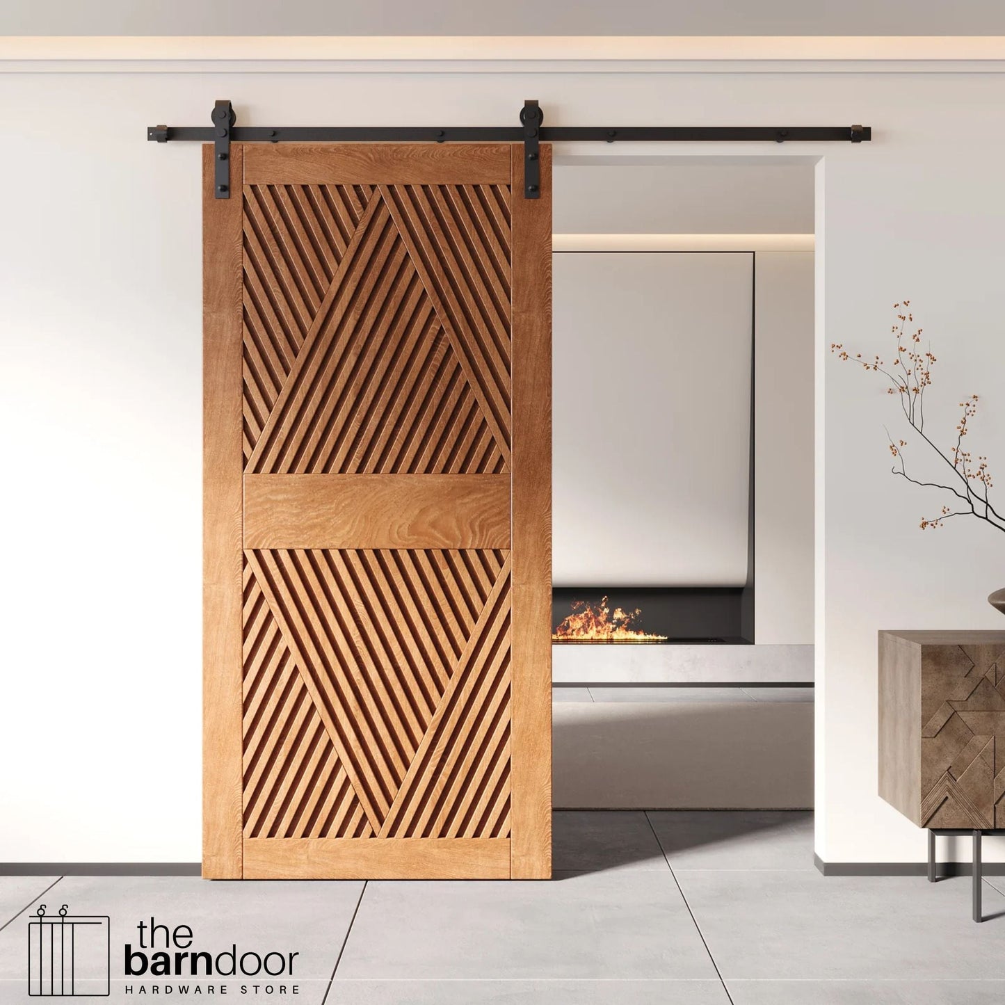 Diamond Pattern Barn Door Kit | Black Hardware