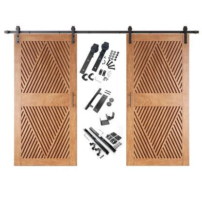 Diamond Pattern Double Door Barn Door Kit | Black Barn Door Hardware