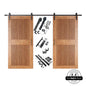 Vertical Slat Double Door Barn Door Kit | Black Barn Door Hardware