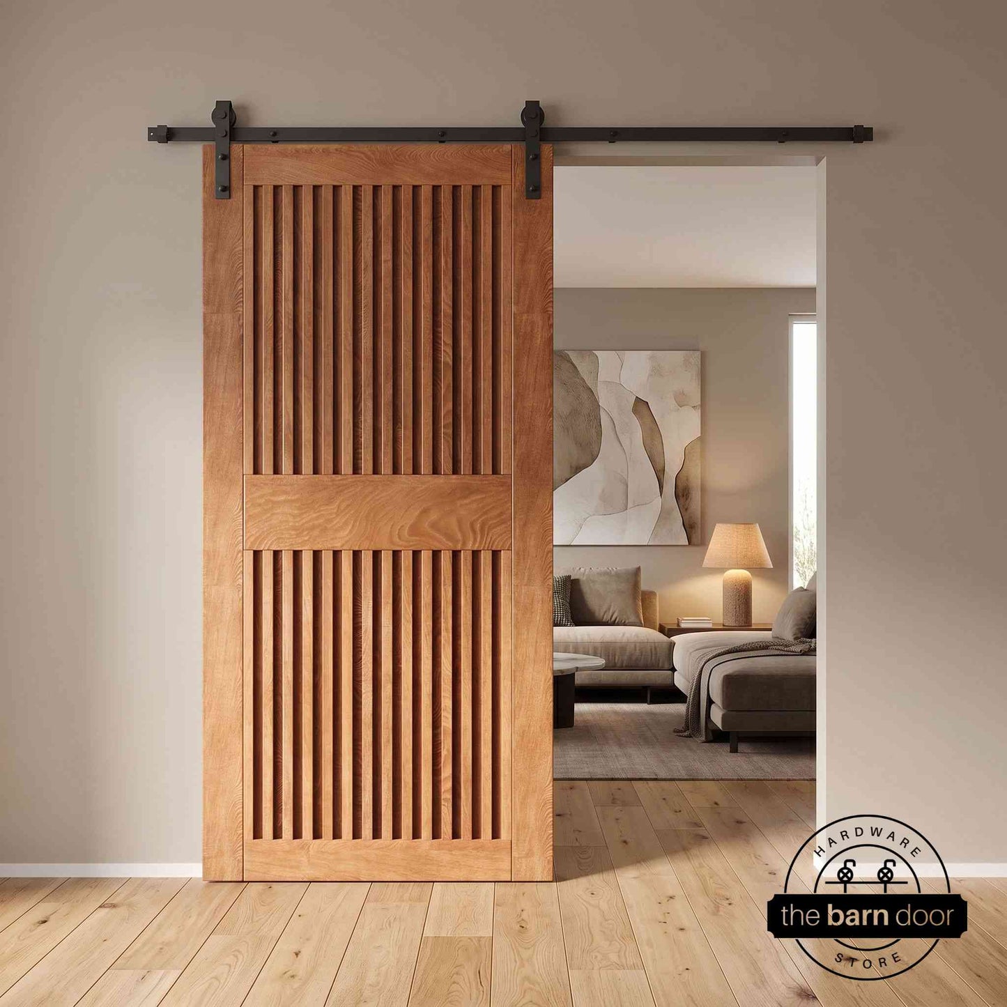 Vertical Slat Barn Door Kit | Black Hardware