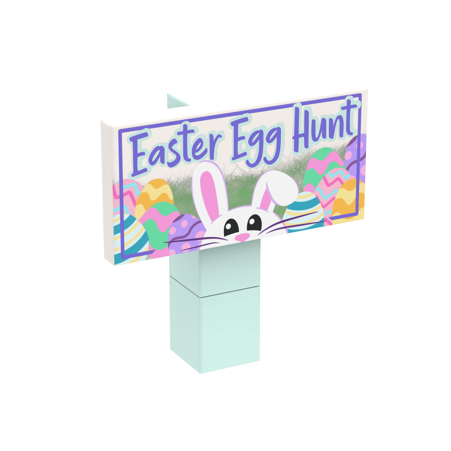 "Easter Egg Hunt" Sign & Post - Custom Printed - Made Using LEGO® Parts