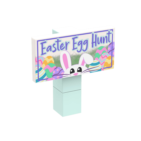 "Easter Egg Hunt" Sign & Post - Custom Printed - Made Using LEGO® Parts