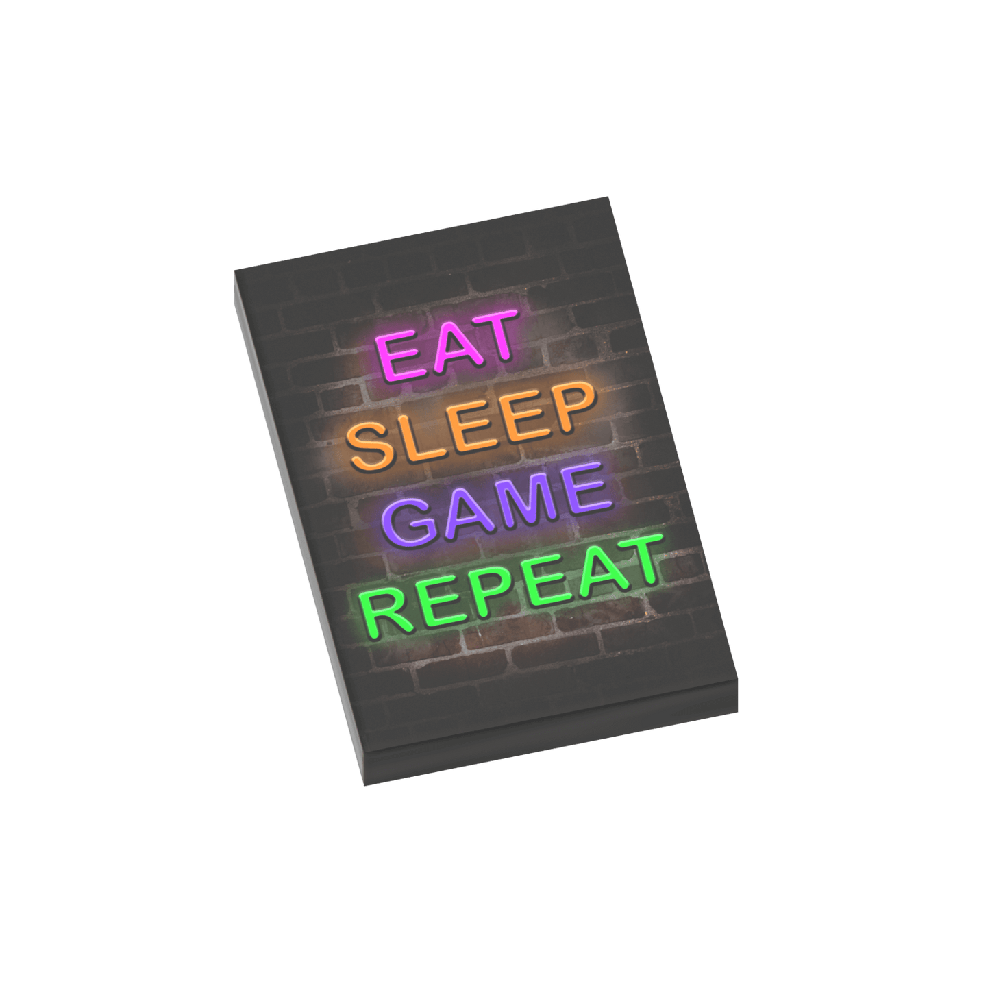 Eat, Sleep Game Repeat Neon Sign - Custom Printed 2x3 Tile - Made Using a LEGO® Tile