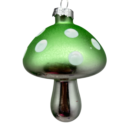 Green  Glow-In-The-Dark Glass Mushroom Ornament