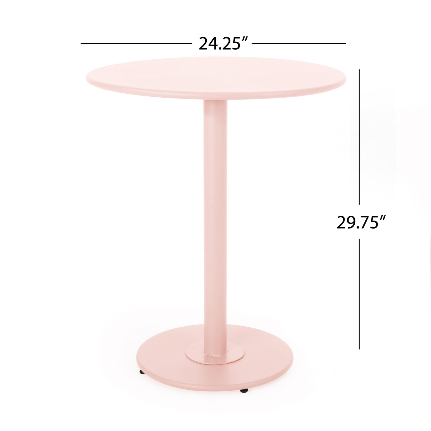 Outdoor Bistro Set 3 Piece Iron Matte Pink Slat Chairs