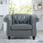 Accent Chair Contemporary PU Leather Gray Birch Legs 39x32x28 In 220 LB