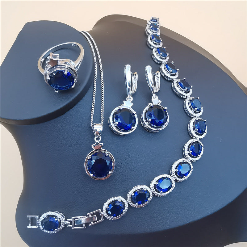 Four-Piece Set Star And Round Shapes European And American Style Tanzanite