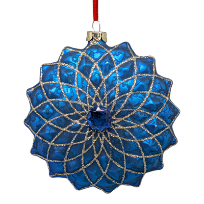 Blue Mosaic Reindeer Glass Ornament