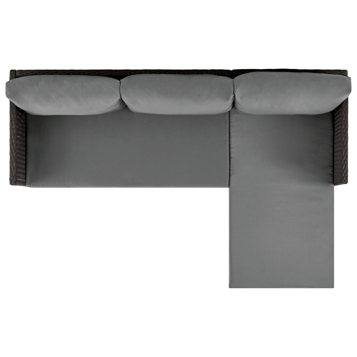 Outdoor Patio Set PVC Rattan Steel Brown Gray 3 Piece with Chaise