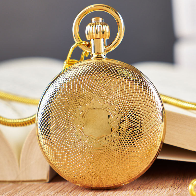 Dual-display Folding Cover Sun-moon-star Automatic Mechanical Pocket Watch