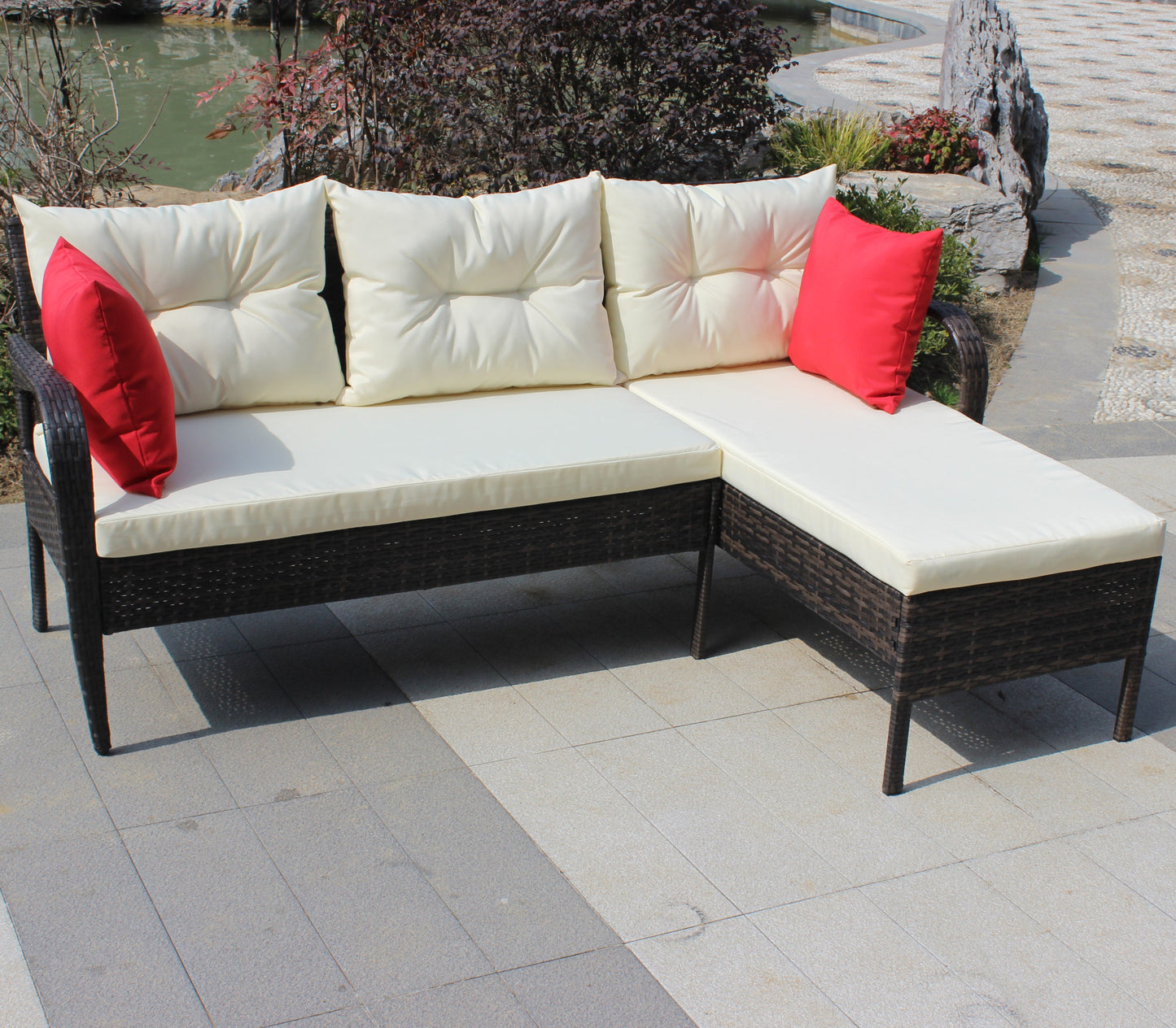 Outdoor Conversation Set PE Rattan 2 Piece Brown