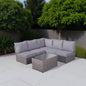 Outdoor Patio Set HDPE Wicker Gray Mix 6 Piece Modular Seats 4