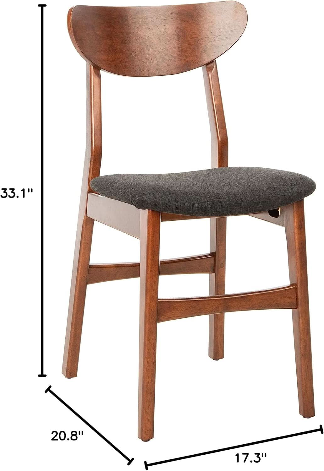 Walnut Finish Dining Chairs With Black Cushions Set Of 2