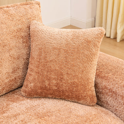 Sectional Sofa Modular Boucle Orange 4 Seat Reversible Chaise 107 In