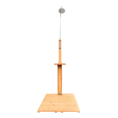 Solid Wood Outdoor Garden Pool Shower with Chassis Board for Patio, Teak